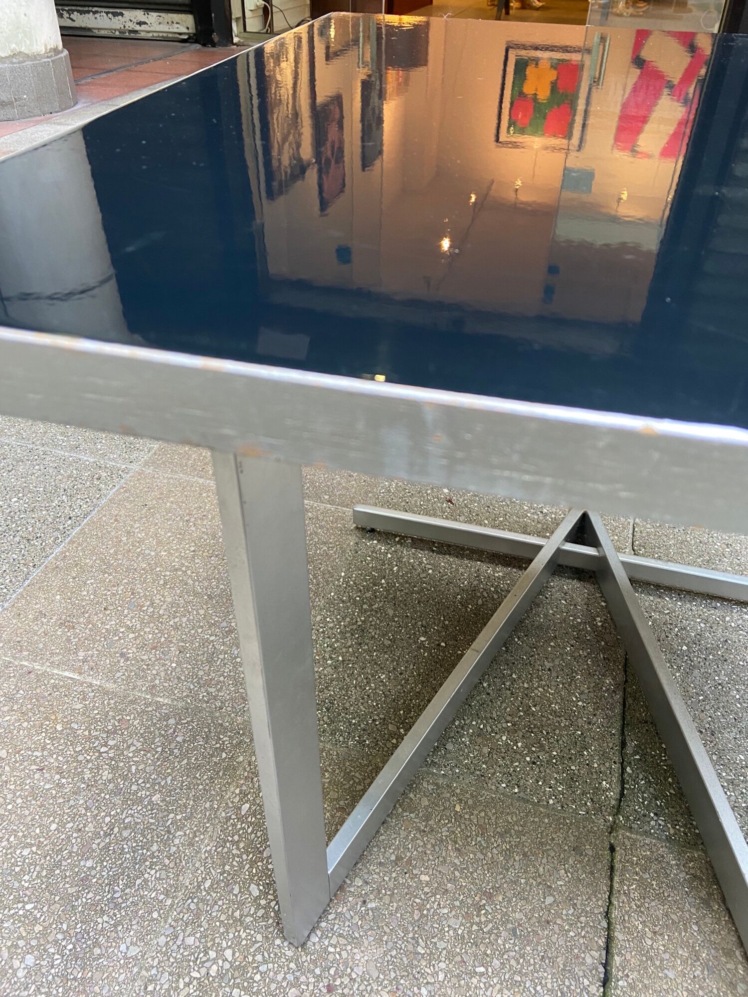 Coffee table - aluminium and black lasca - 1960