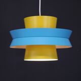 Unique colorful swedish design lamp in yellow and blue color