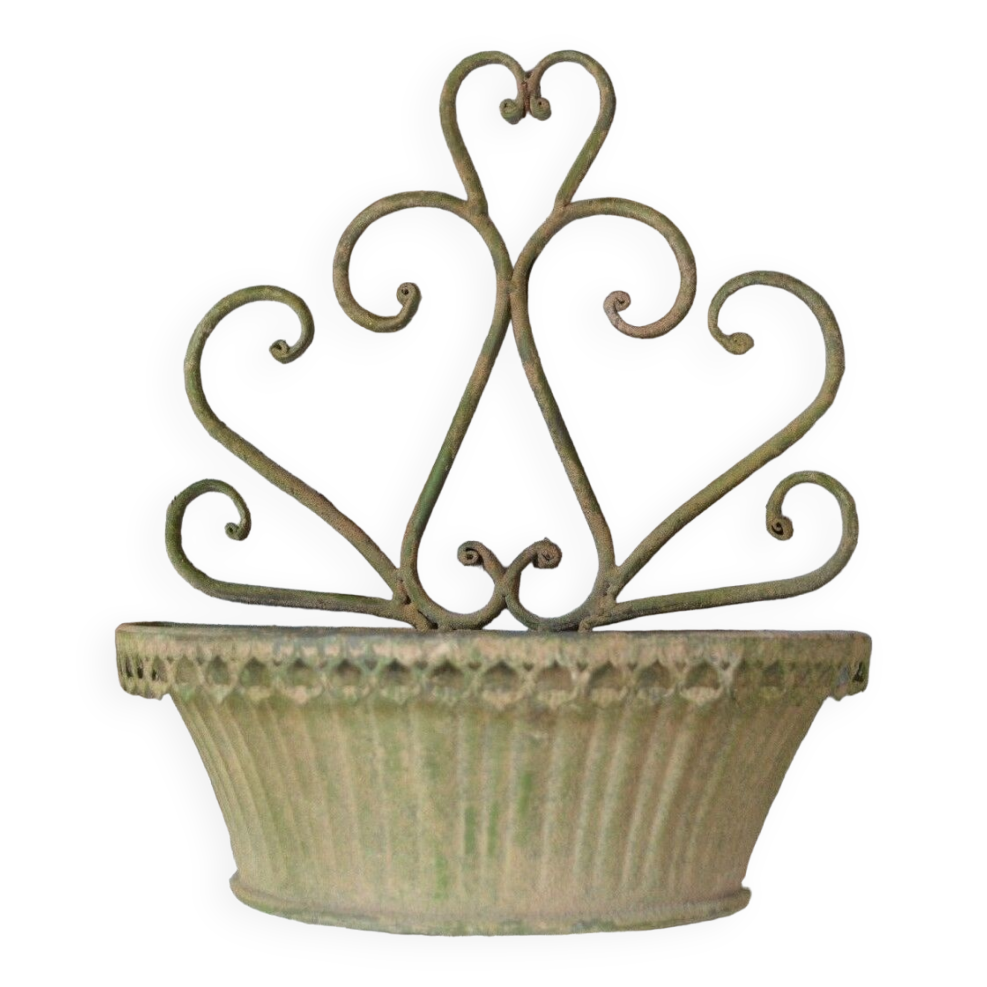 Patinated iron wall planter