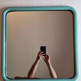 Vintage mirror in painted tubular steel of rectangular shape, 60 cm