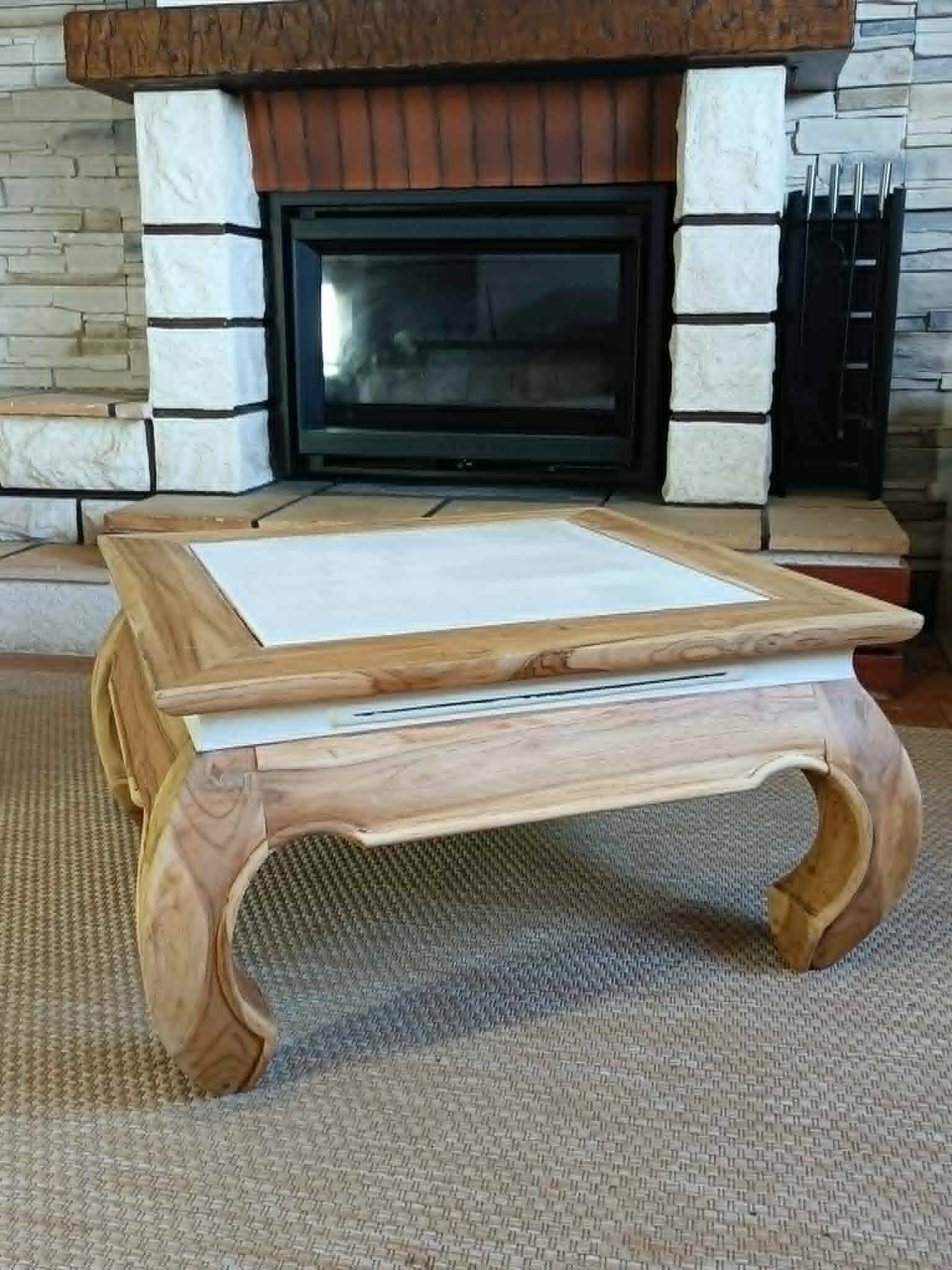 Opium style coffee table in solid wood