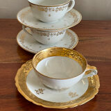 3 golden coffee cup in Paris porcelain