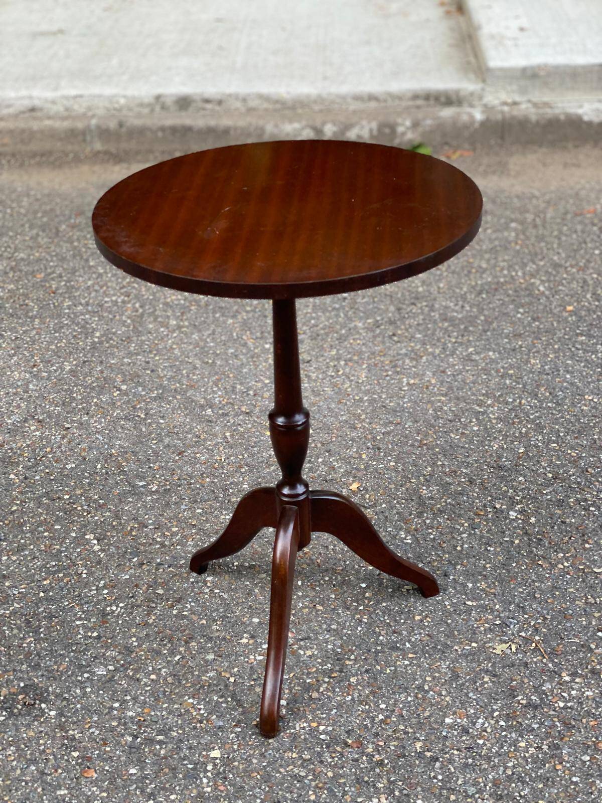 Solid walnut wood tripod side table