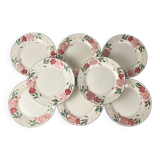 Lot de 8 assiettes à dessert : porcelaine Cameo Florals Malaysia 1970–90