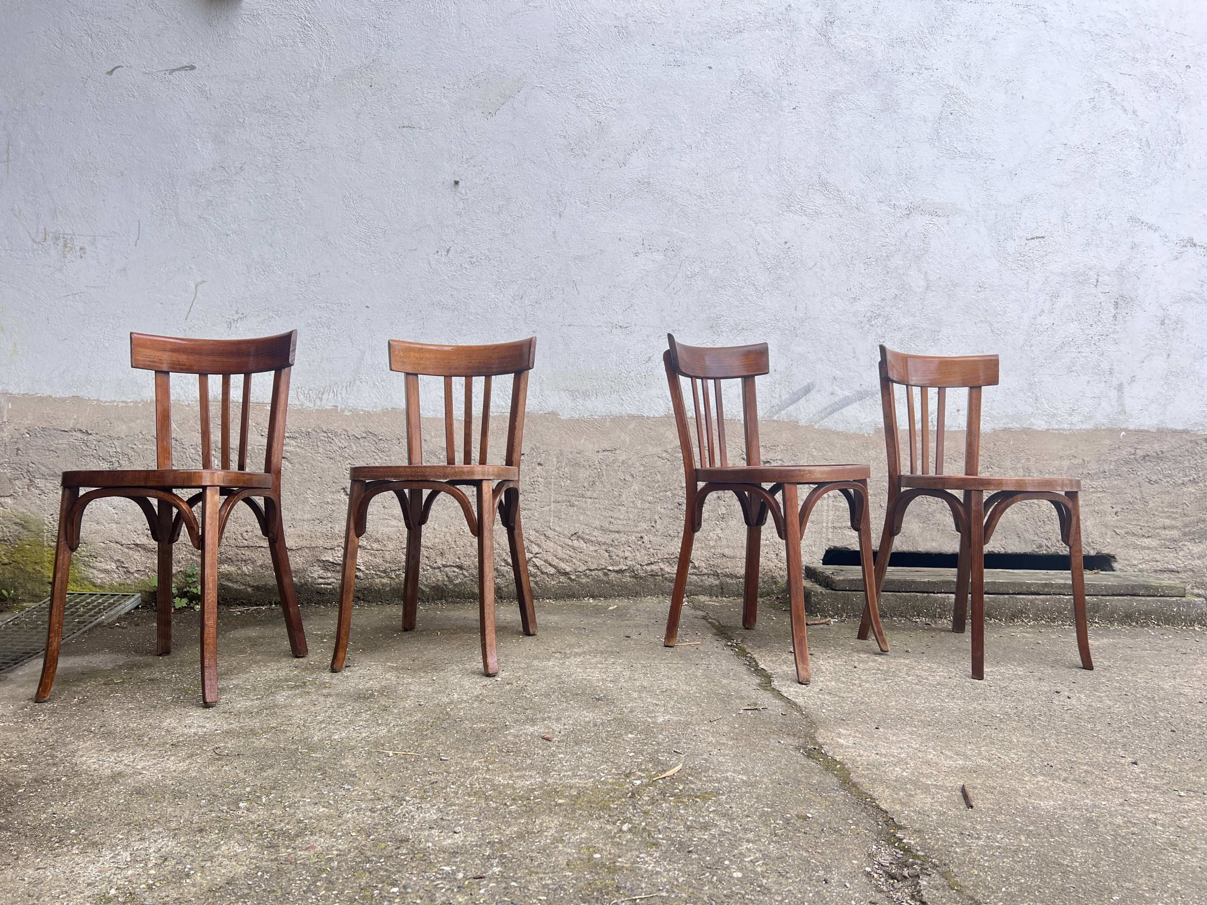 Lot 4 baumann chairs - bistro bar brasserie bohème vintage 1950 old