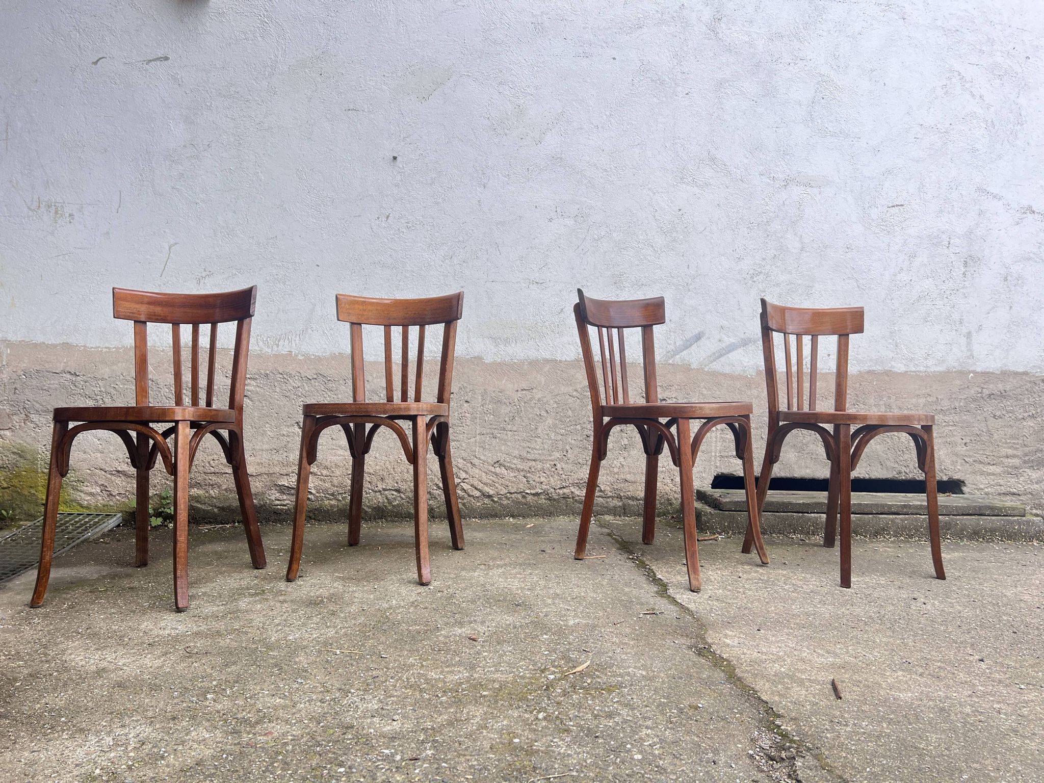 Lot 4 baumann chairs - bistro bar brasserie bohème vintage 1950 old