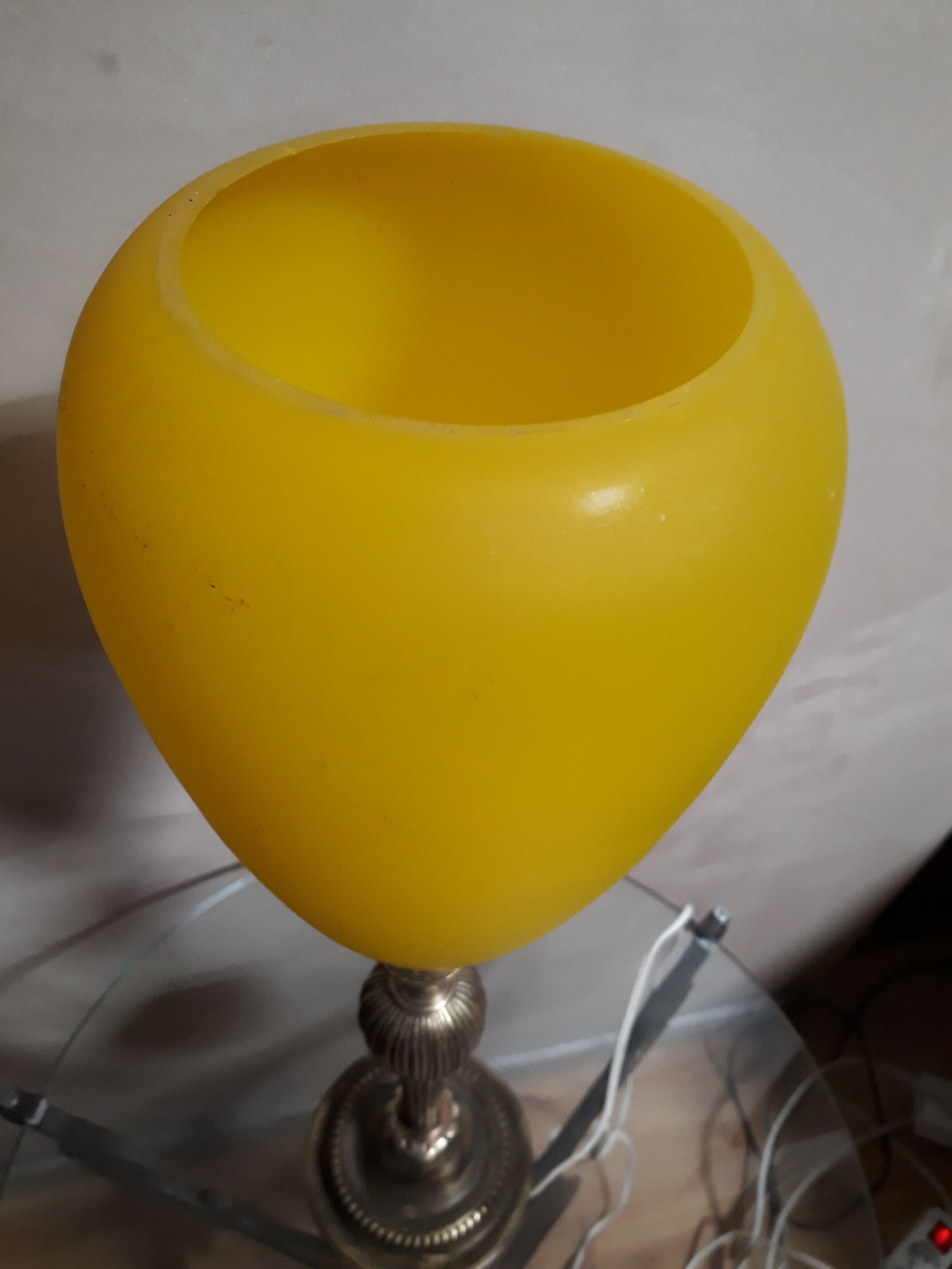 very large lamp bronze lampshade day opaque yellow glass 1940 about ,,57x15