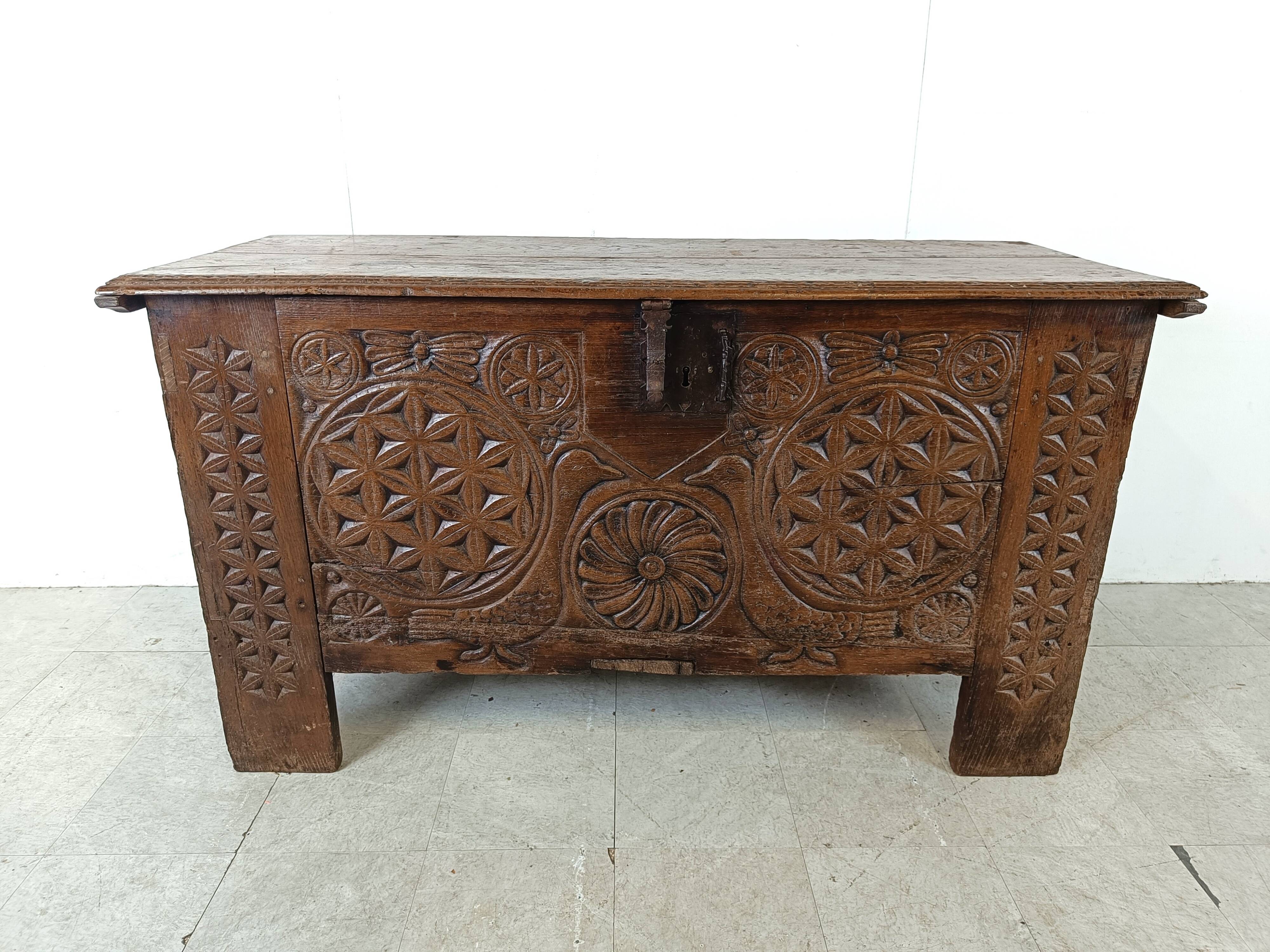 A large flemish 18th century oak chest