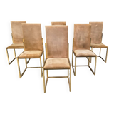 Brass dining chairs by Belgochrom, 1970s - set of 6
