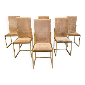 Brass dining chairs by Belgochrom, 1970s - set of 6
