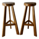 Pair of high bar stools, tripods, in solid wood