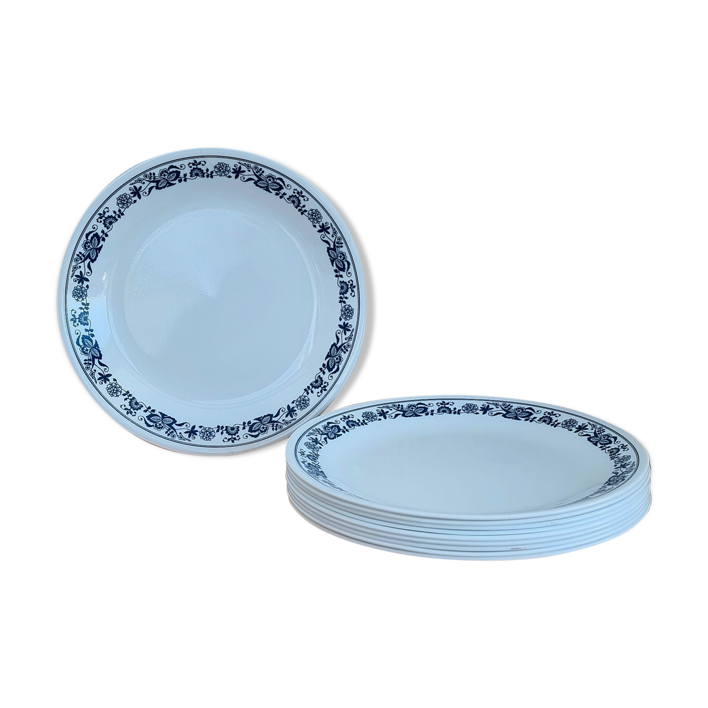 Set of 10 vintage Corelle American blue flat plates