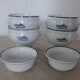4 Large bowls salad bowls + 2 cups PILLIVUYT blue decoration boat G. CAOUDAL