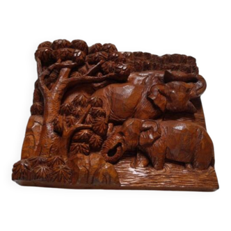Sculpture murale en bois art africain artisanal décoration ethnique tribal