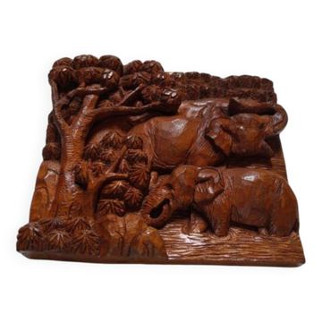 Sculpture murale en bois art africain artisanal décoration ethnique tribal