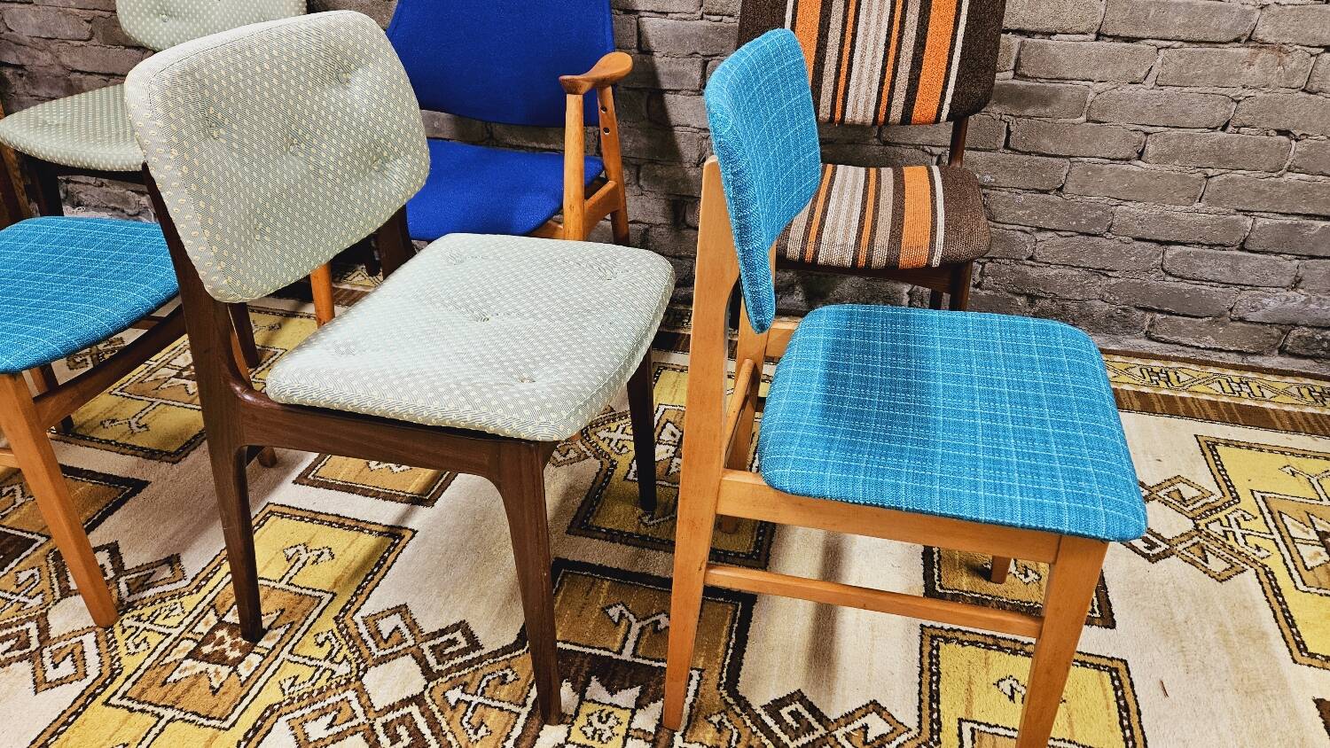 Set of 6 mismatched 1960s Scandinavian chairs