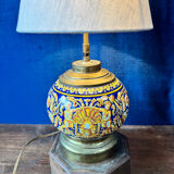Gien lamp – blue earthenware and brass – early 20th century