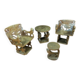 African tribal ensemble of 4 pieces of furniture for dignitaries of the Kingdom of Dahomey, Benin.