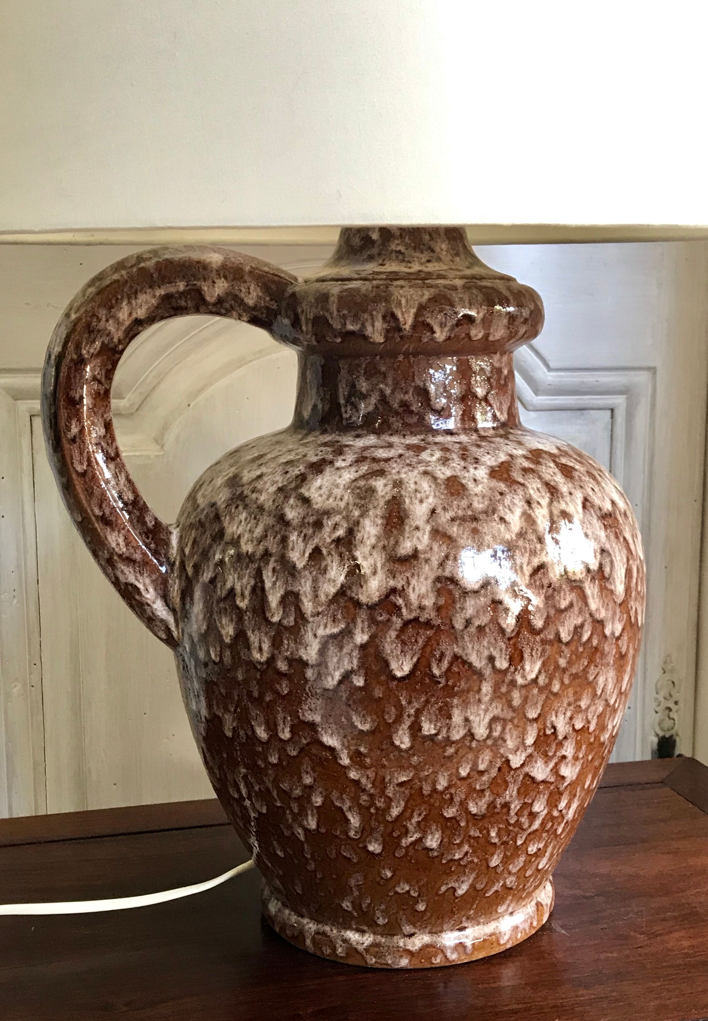 Vintage enamelled ceramic lamp