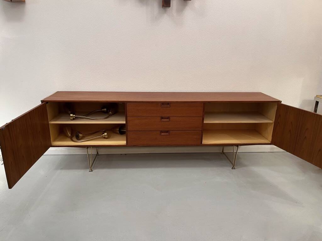 Teak and brass enfilade Modulus by William Watting for Fristho NL 1950s