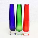 Set of 3 VEB glass vases
