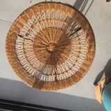 Low table in wicker and black metal, vintage