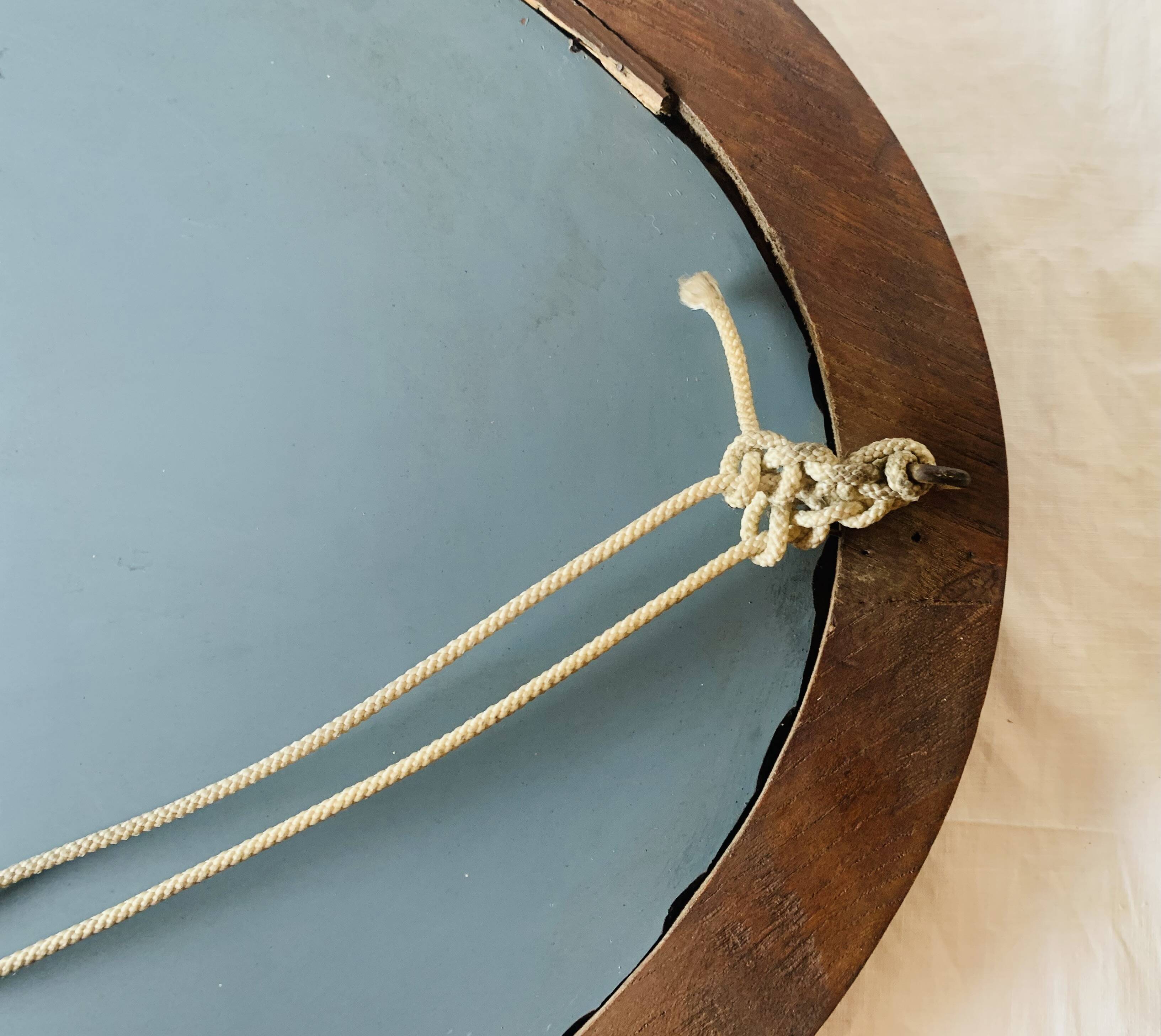 Large Art Deco oval mirror in carved wood - 87 x 53 cm