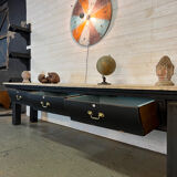 Old butcher block on steel base