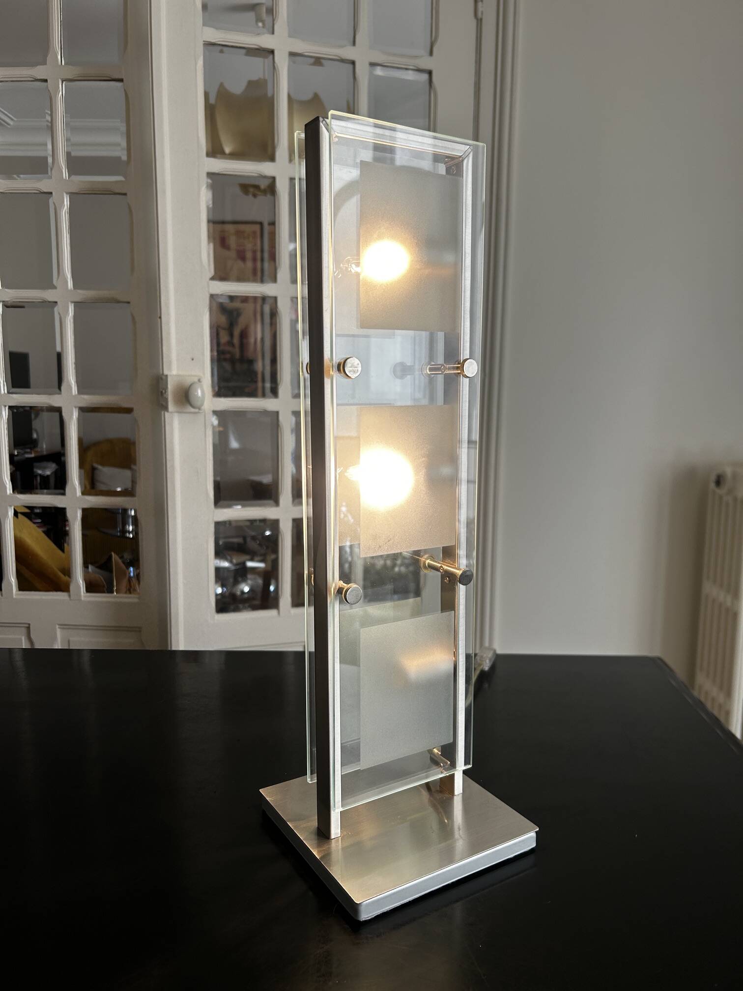 chrome and glass table lamp