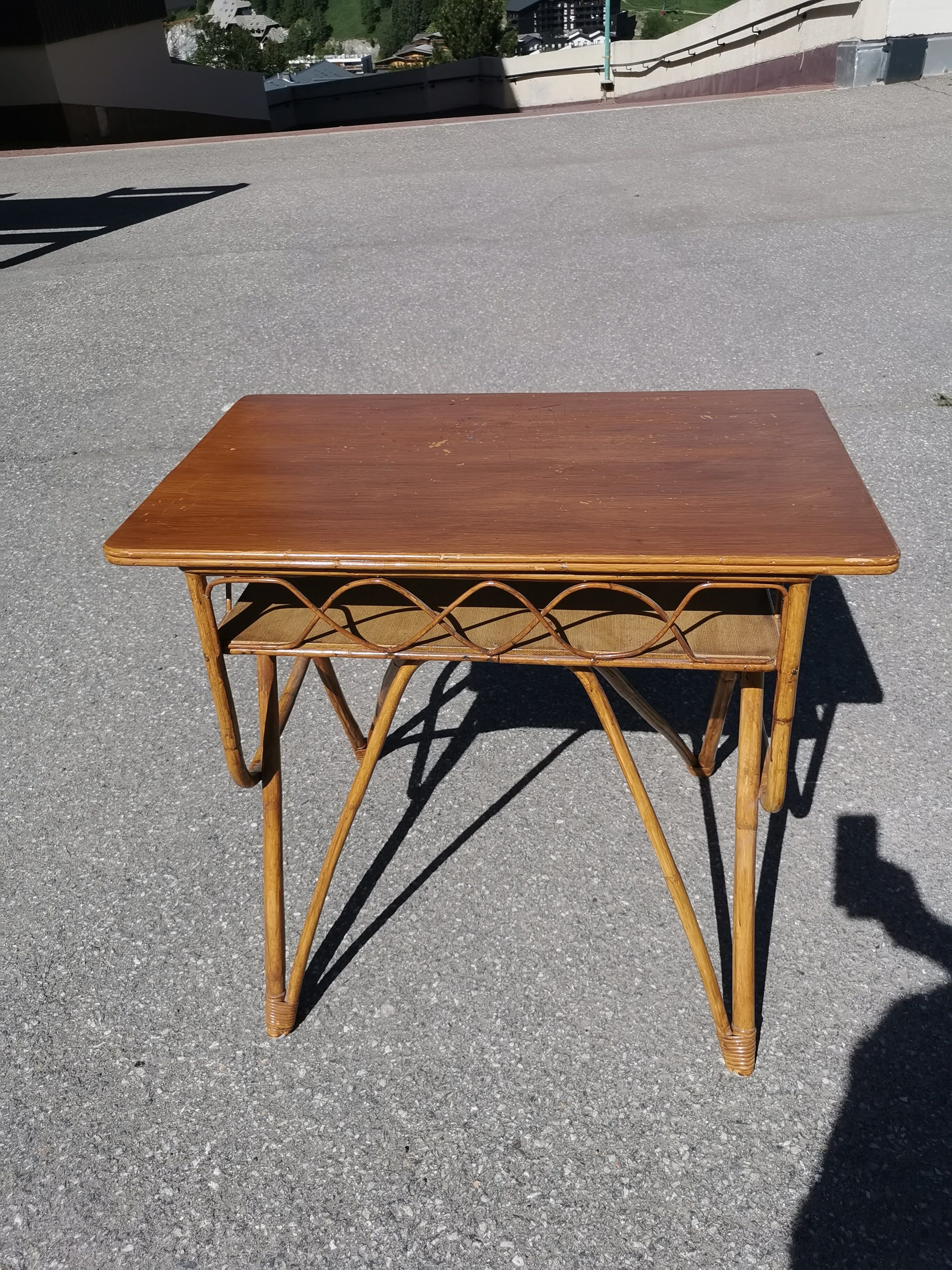 Rattan and vintage bamboo desk