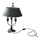 Lucien Gau tulip table lamp in patinated metal with green shade