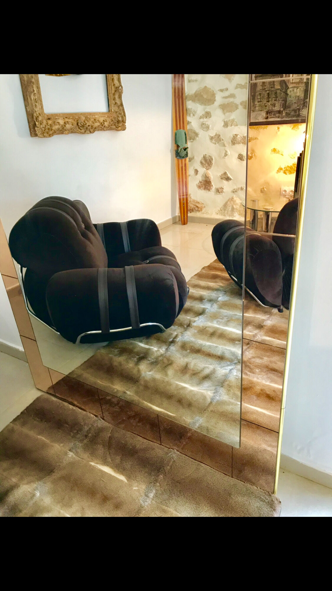 Large mirror in Italian arcade 1980 115x220cm