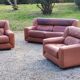 Paire de fauteuils et canapé De Sede en cuir cognac des années 70/80