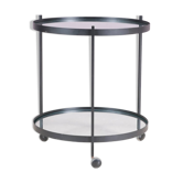 Table d'appoint, desserte ronde en métal noir Janni van Pelt, Pays-Bas années 1960