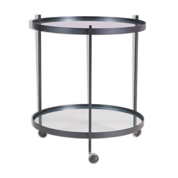 Table d'appoint, desserte ronde en métal noir Janni van Pelt, Pays-Bas années 1960