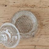 Round molded glass butter dish