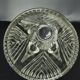 Vintage thick moulded glass/crystal vase Sculptural design Art Deco