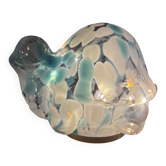 Light turtle in light blue and white glass – vintage / retro