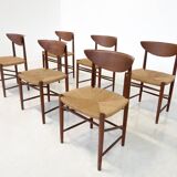 Mid-Century Set of 6 Chairs Model 316 by Peter Hvidt & Orla Mølgaard Nielsen for Søborg Møbelfabrik