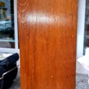 Vintage wooden wall display cabinet, chalet country design.
