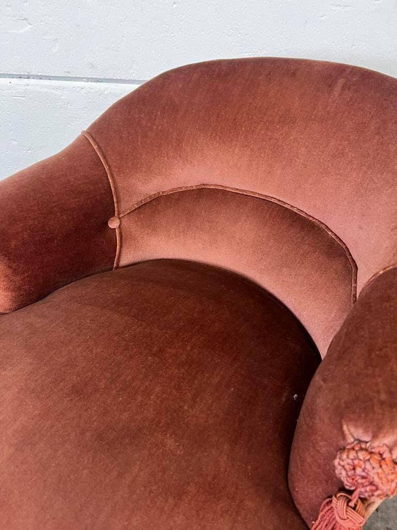 Fauteuil vintage rose ancien / une place / fauteuil à franges