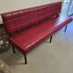 1960s double bistro bench in buttoned burgundy red skai