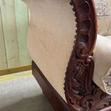 Mahogany wood/fabric bench circa 1900