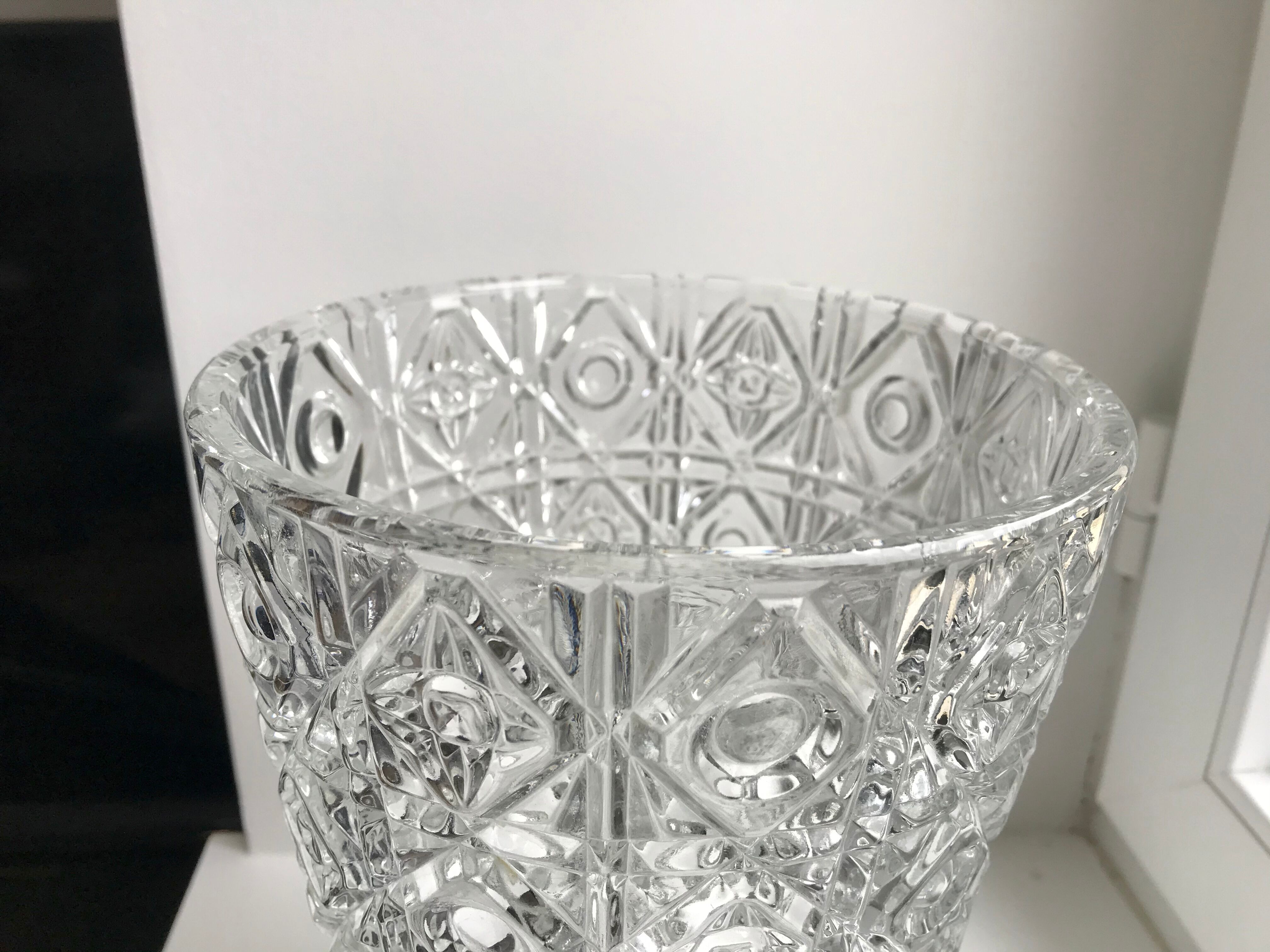 Large molded glass vase 50s art deco style