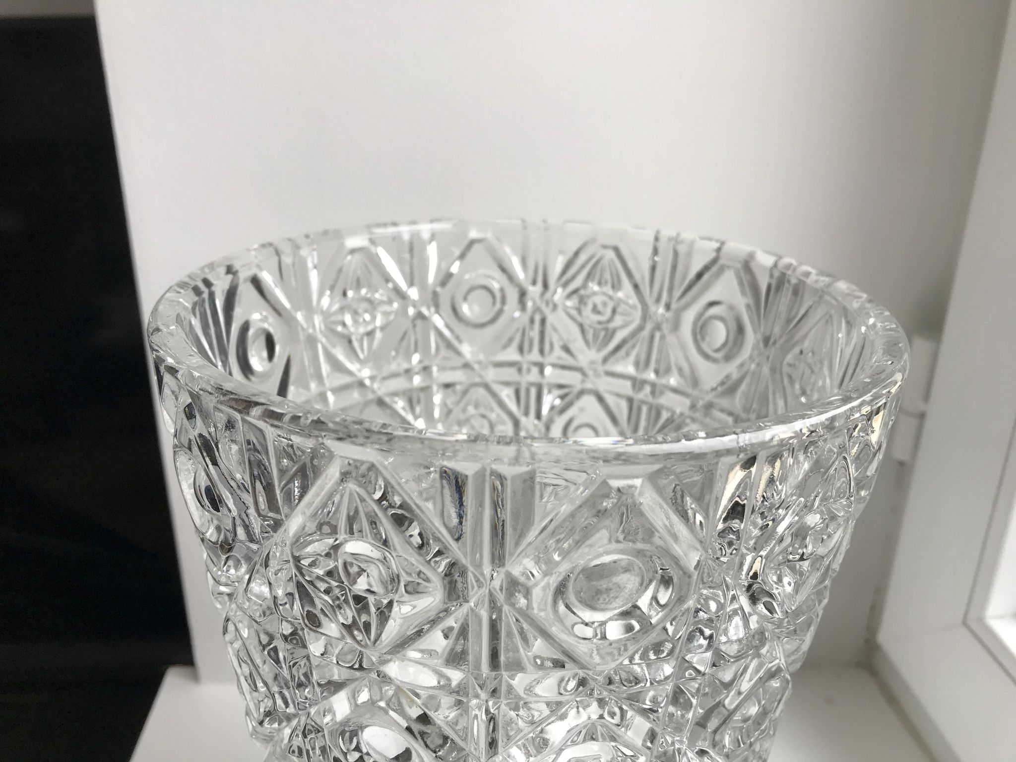 Large molded glass vase 50s art deco style