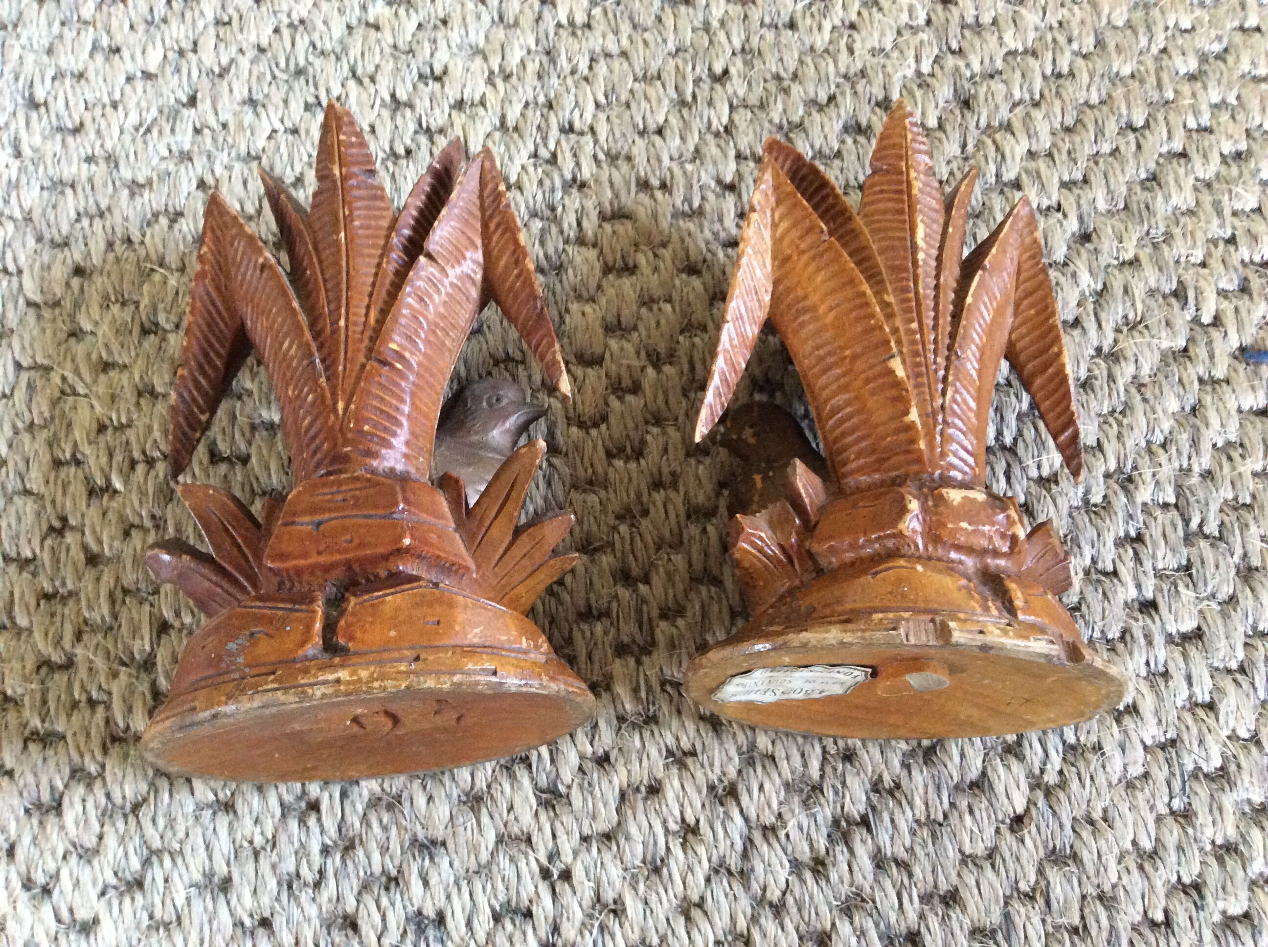 2 wooden candle holders