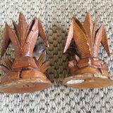 2 wooden candle holders
