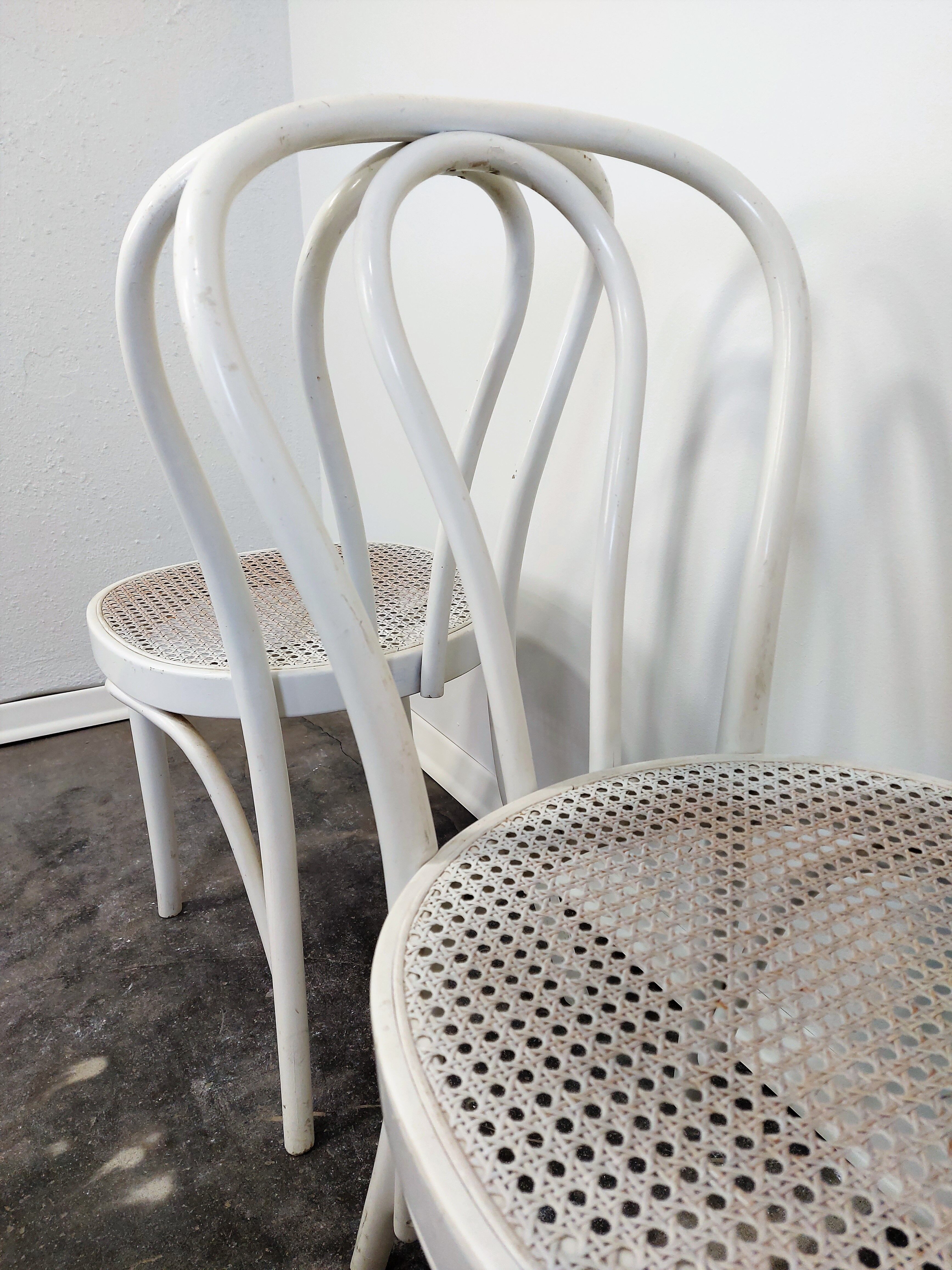 Chaise de salle à manger, canne en bois courbé, n°18, années 1970