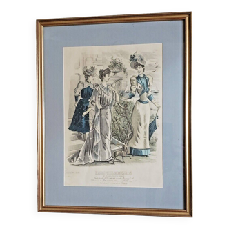 Large framed fashion print. Young ladies' store 1892.