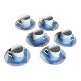 Vintage Guy Degrenne porcelain coffee set with "Carré bleu" decor
